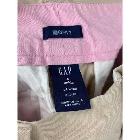 Gap Curvy Ankle Stretch Flare Pants Size 4 Beige - Picture 5 of 5